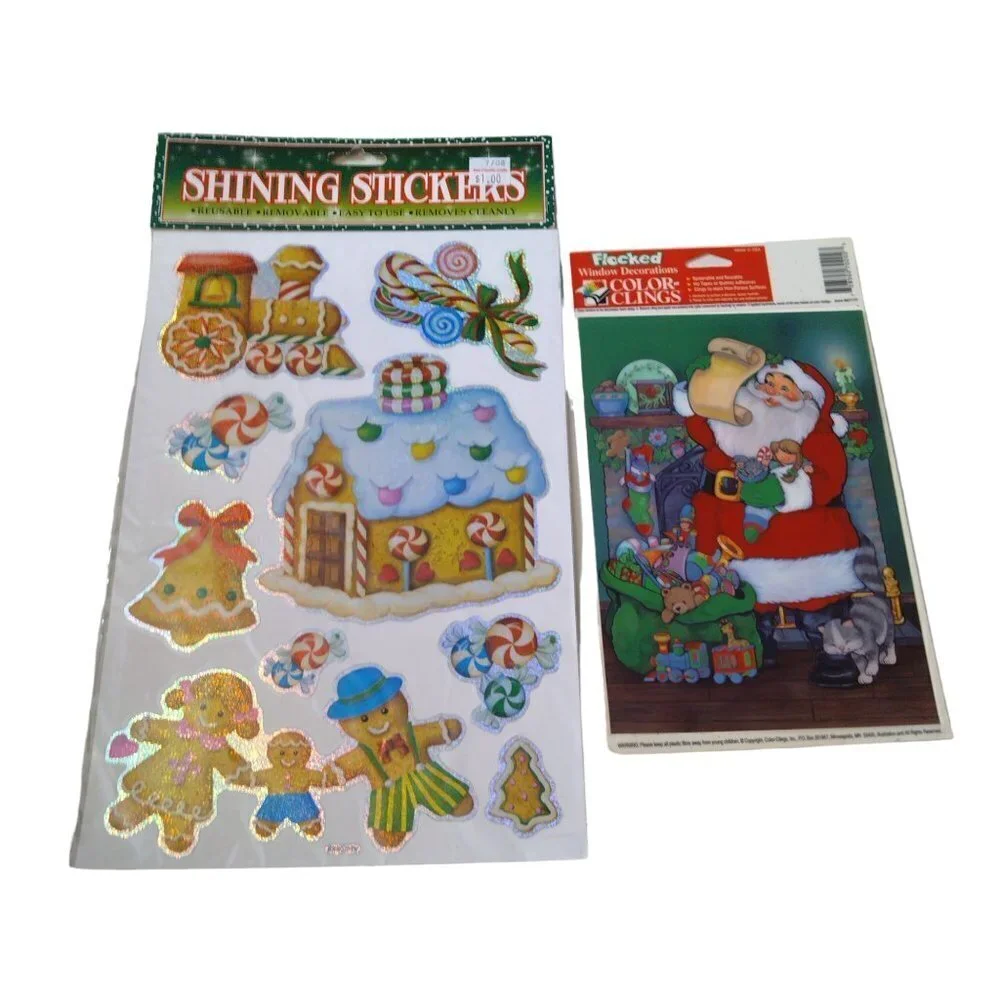 Christmas Window Clings Die Cuts Looney Tunes and More Vintage/Recent Lot CB3